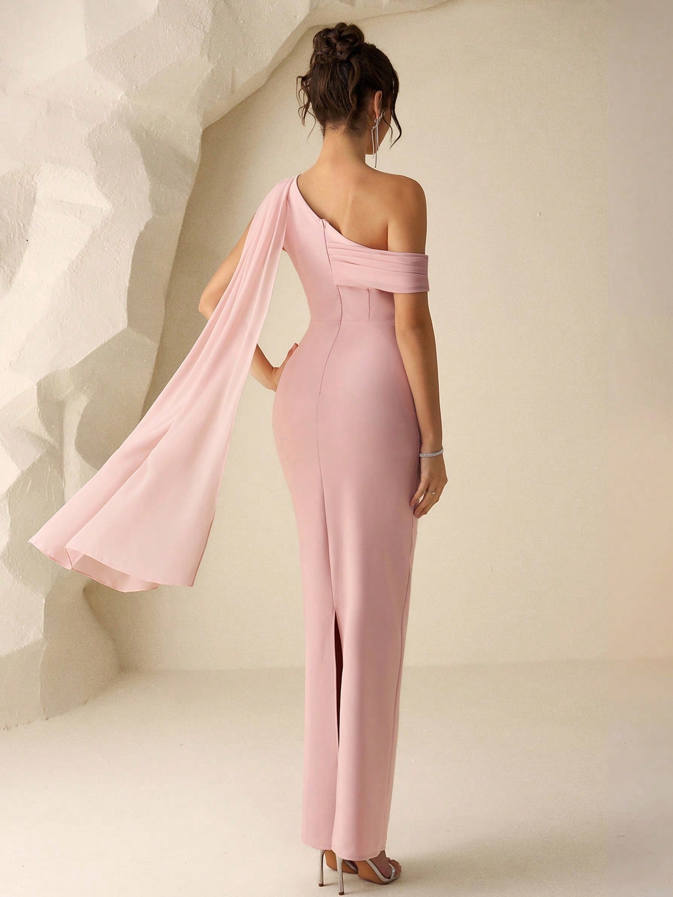 Coutiva Elegant Dusty Pink Summer One Shoulder Evening Gown,Sophisticated Formal Wedding Prom Dress,Luxury - image 2