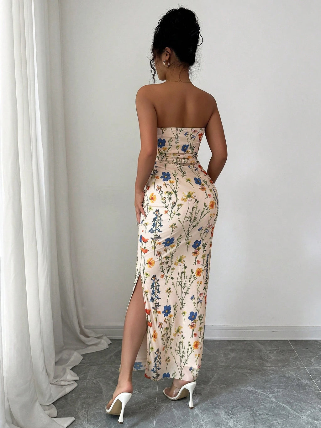 Breezaya Ladies' Tie Dye Strapless Dress With Side Slit Hem Maxi Women Outfit - image 12
