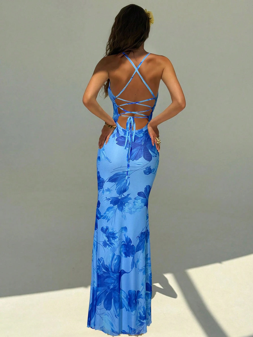 Aloruh Women's Floral Print Dress With Slit Hem, Suitable For