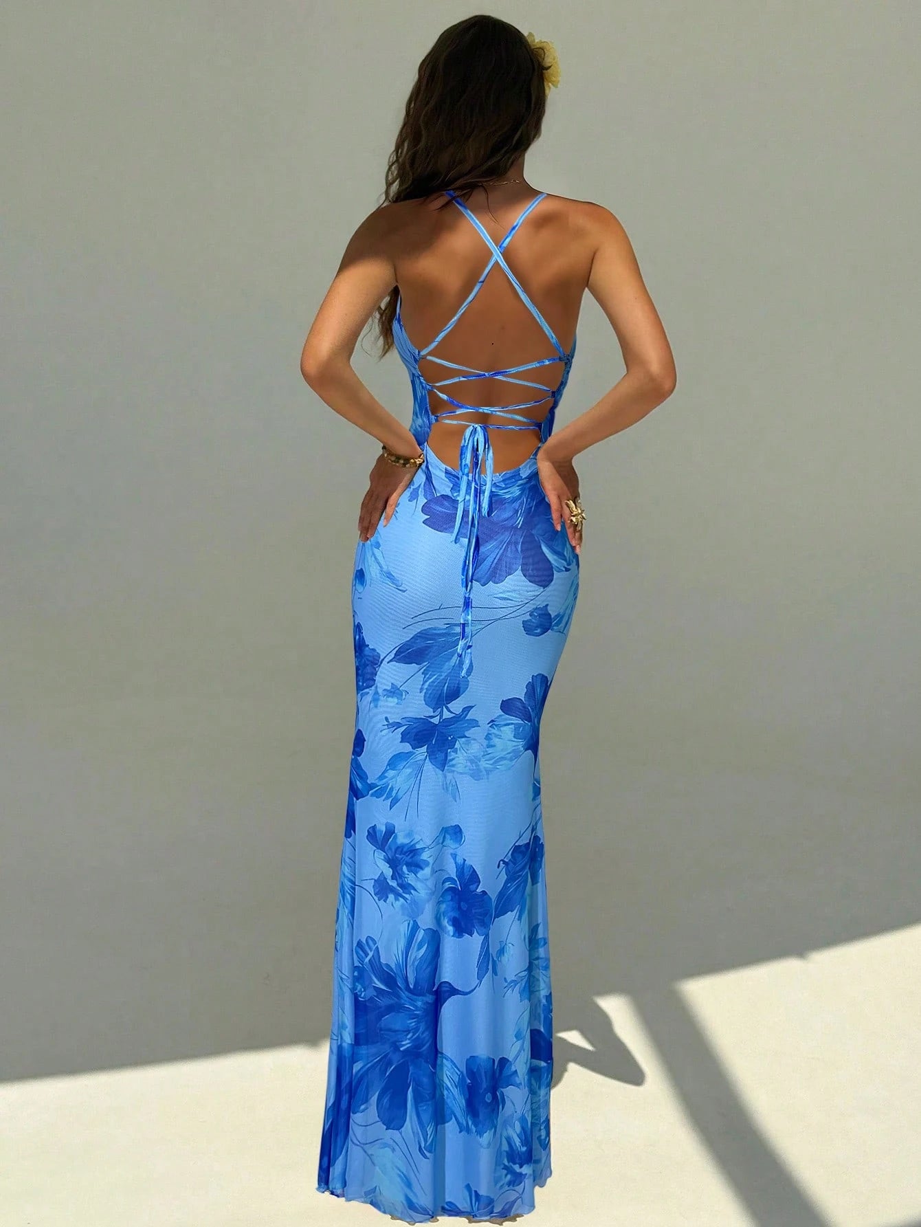 Aloruh Women's Floral Print Dress With Slit Hem, Suitable For