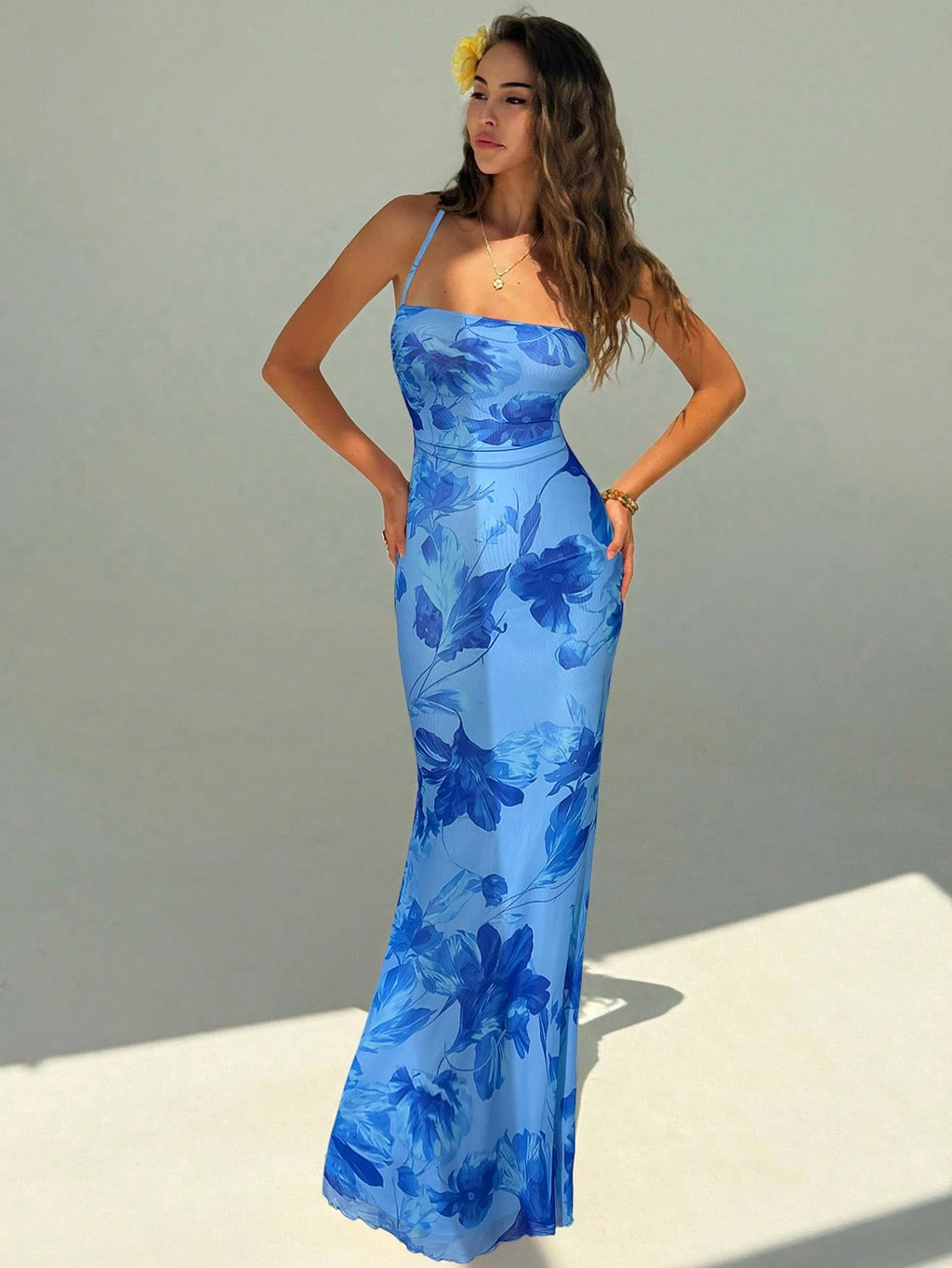 Aloruh Women's Floral Print Dress With Slit Hem, Suitable For