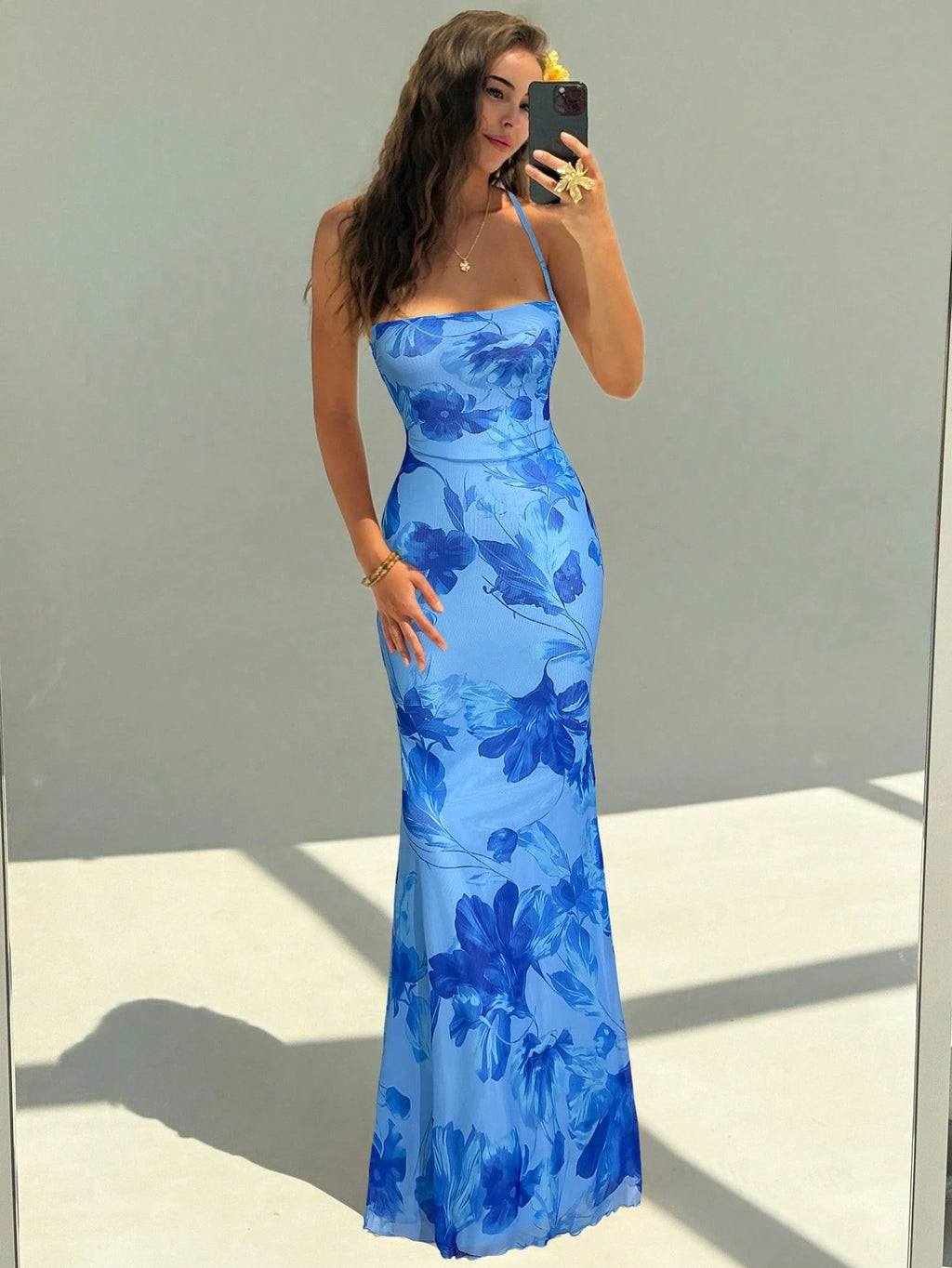 Aloruh Women's Floral Print Dress With Slit Hem, Suitable For