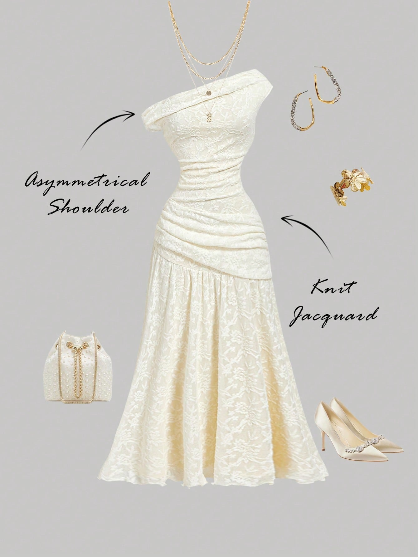 Women's Solid Color Asymmetric Neckline Ruched Elegant Dress Vacation