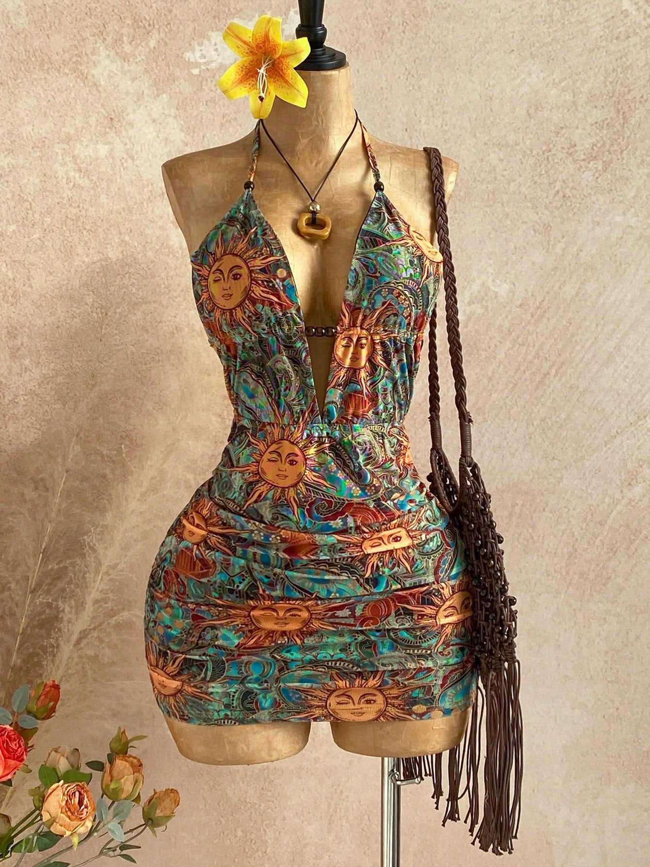 Soleia Women's White And Blue Floral Summer Boho Holiday Vacation