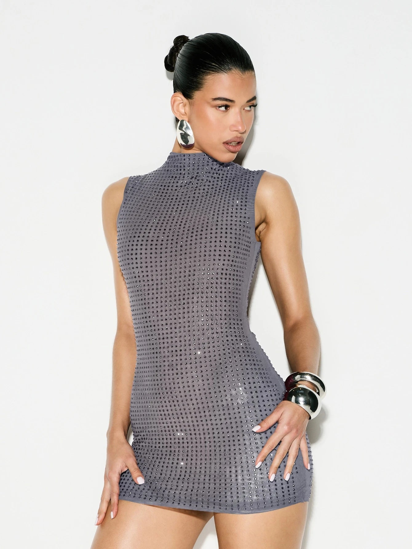 KIZN Sequined High Neck Sleeveless Mini Dress Sparkly Bodycon Party Evening Formal Night Out Special Occasion - image 18