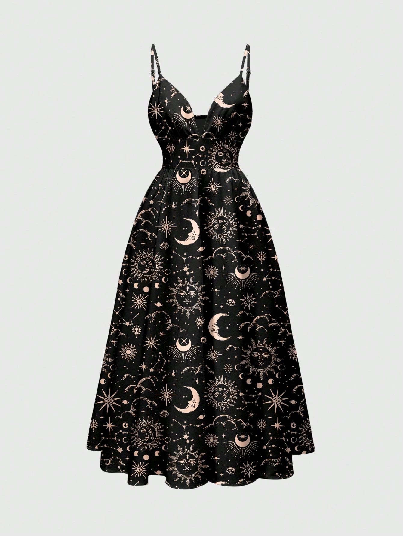 Fairycore Spring/Summer Vacation Flower Black Romantic Bohemian Butterfly, Moth, Leaf Print Sleeveless