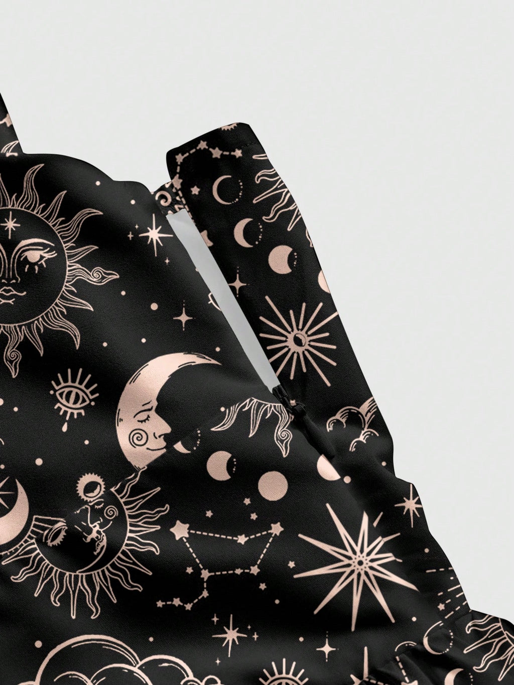 Fairycore Spring/Summer Vacation Flower Black Romantic Bohemian Butterfly, Moth, Leaf Print Sleeveless - image 3
