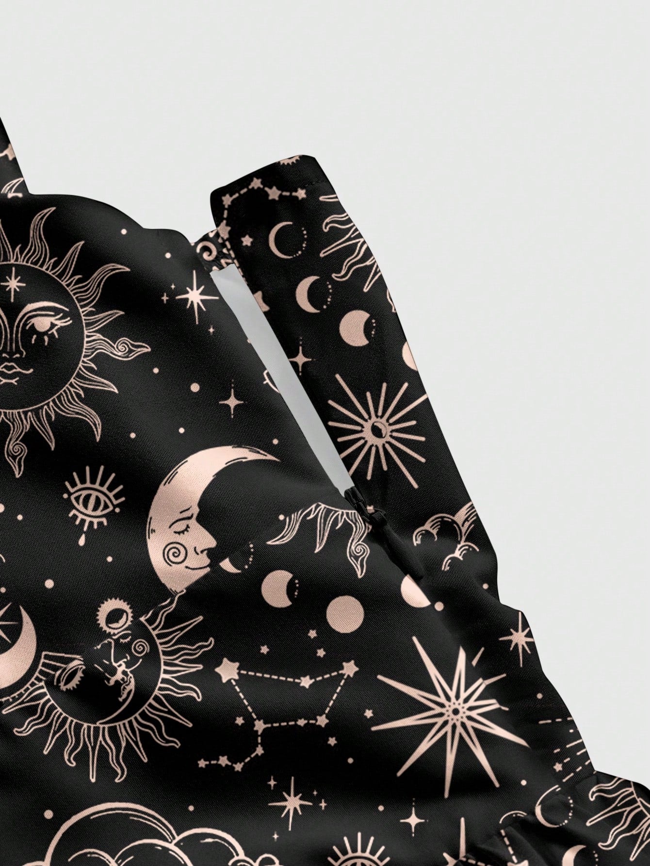 Fairycore Spring/Summer Vacation Flower Black Romantic Bohemian Butterfly, Moth, Leaf Print Sleeveless - image 3