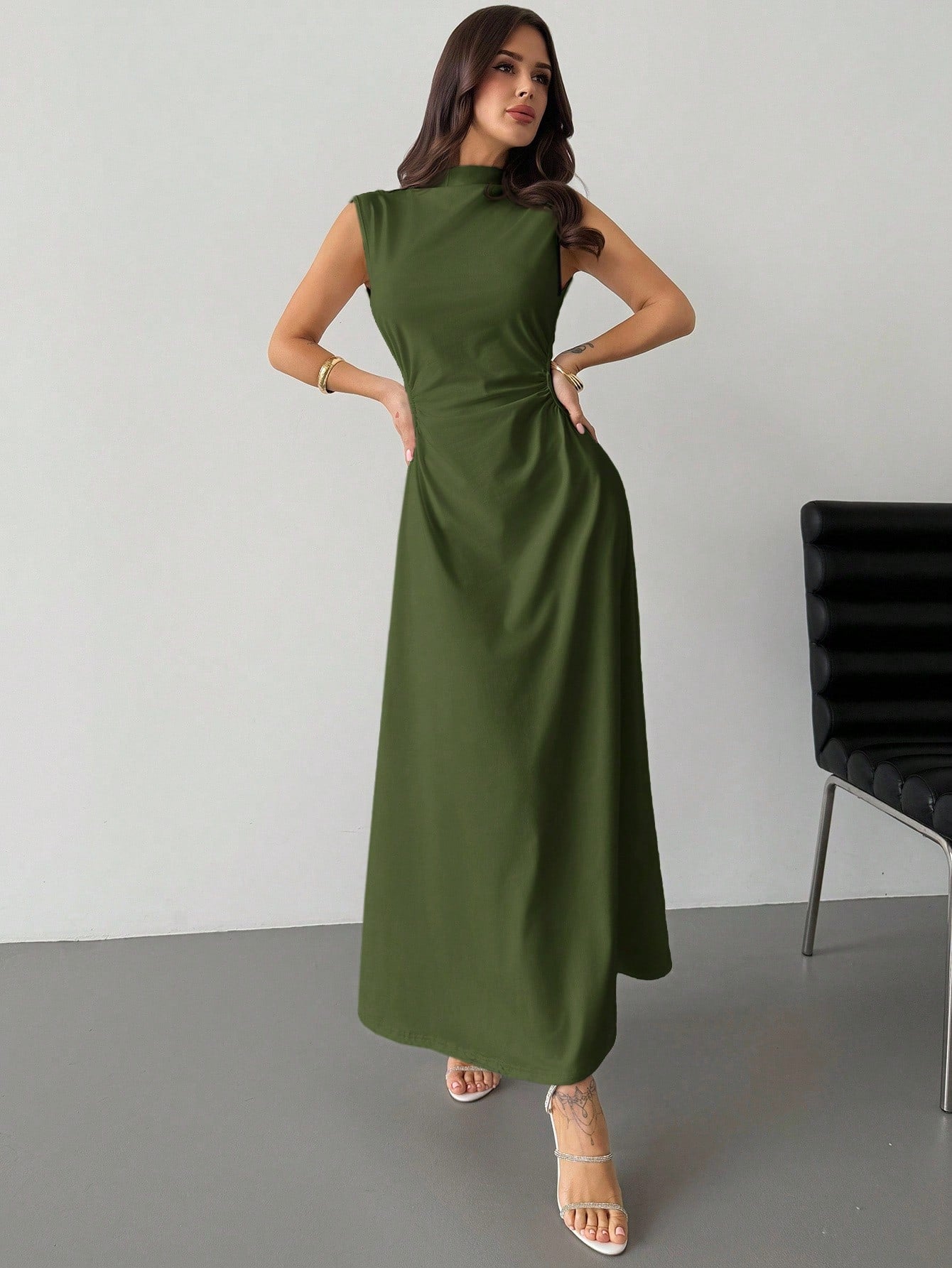 Firerie New Minimalist Elegant Romantic Date Brunch Daily Commute Leopard Print Small Stand Collar Sleeveless - image 12