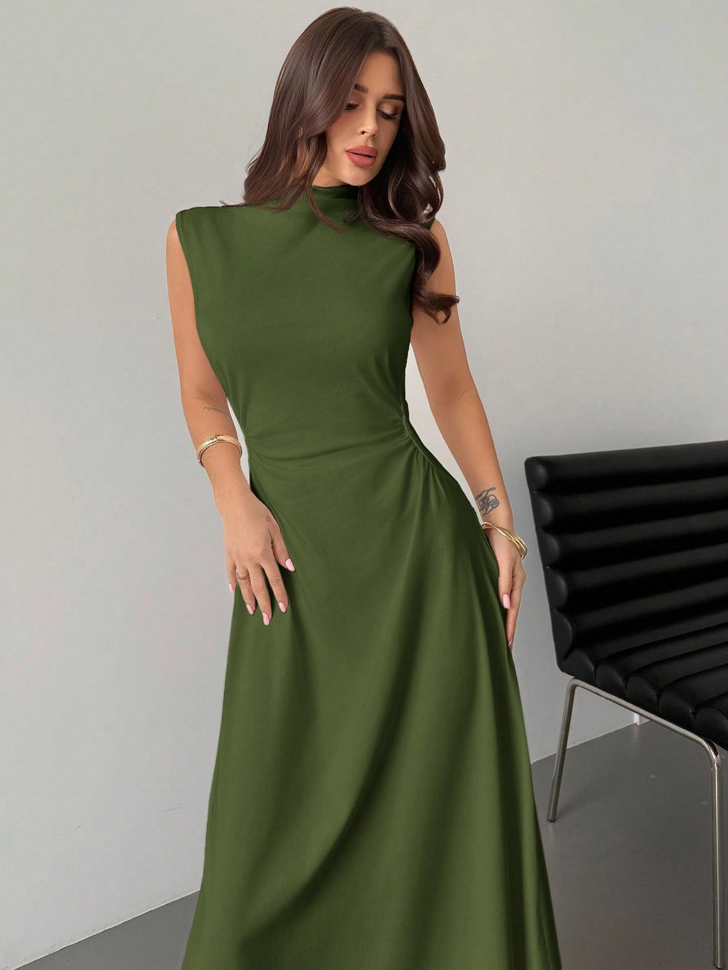 Firerie New Minimalist Elegant Romantic Date Brunch Daily Commute Leopard Print Small Stand Collar Sleeveless - image 15