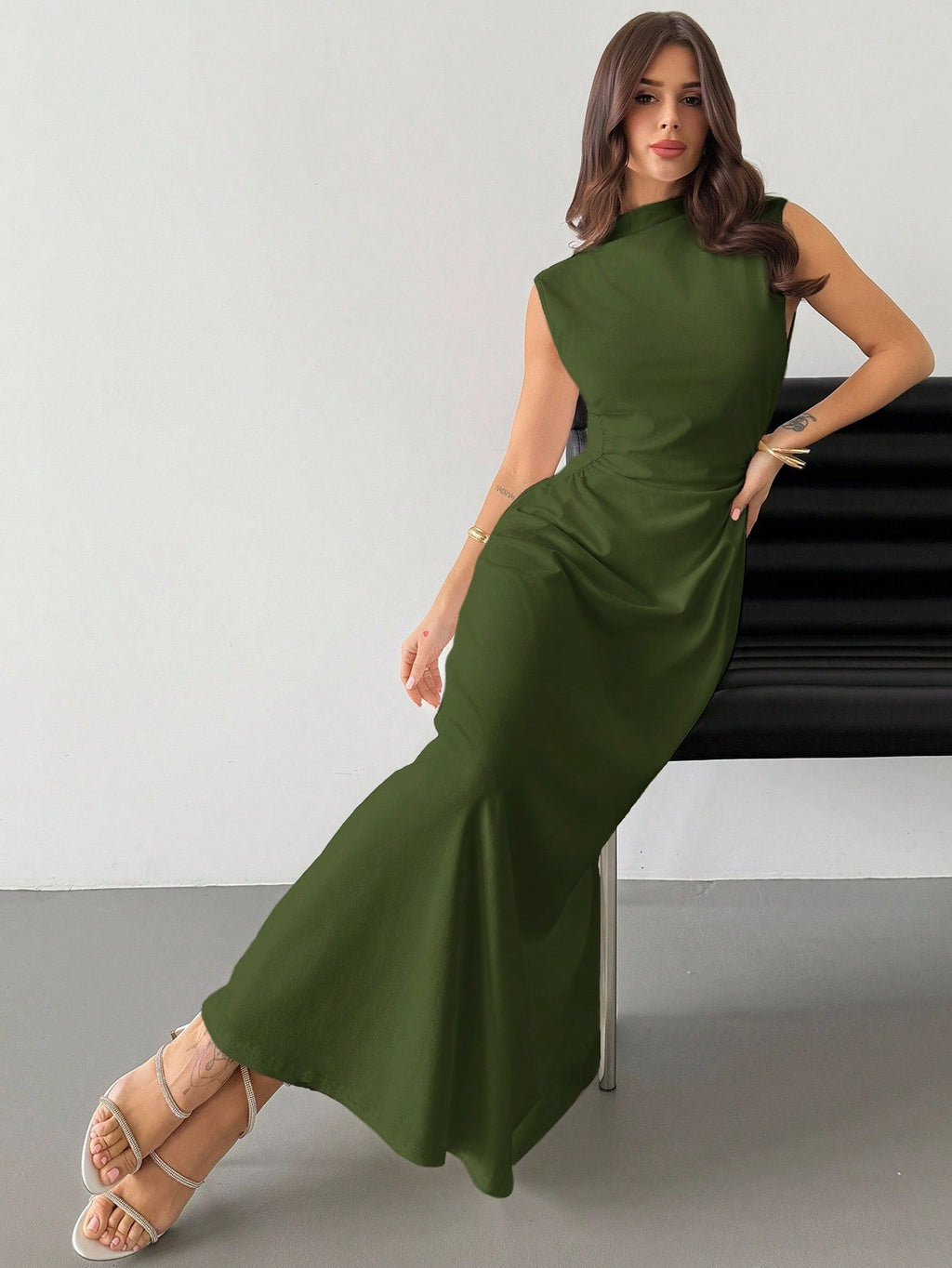Firerie New Minimalist Elegant Romantic Date Brunch Daily Commute Leopard Print Small Stand Collar Sleeveless - image 16
