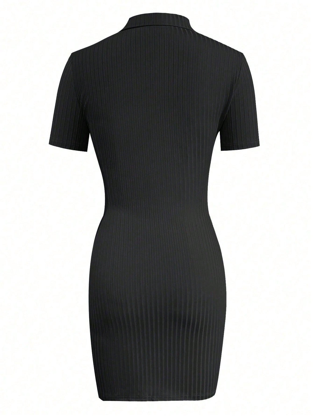 LovelyWholesale Women's V-Neck Ribbed Knit Bodycon T-Shirt Dress,