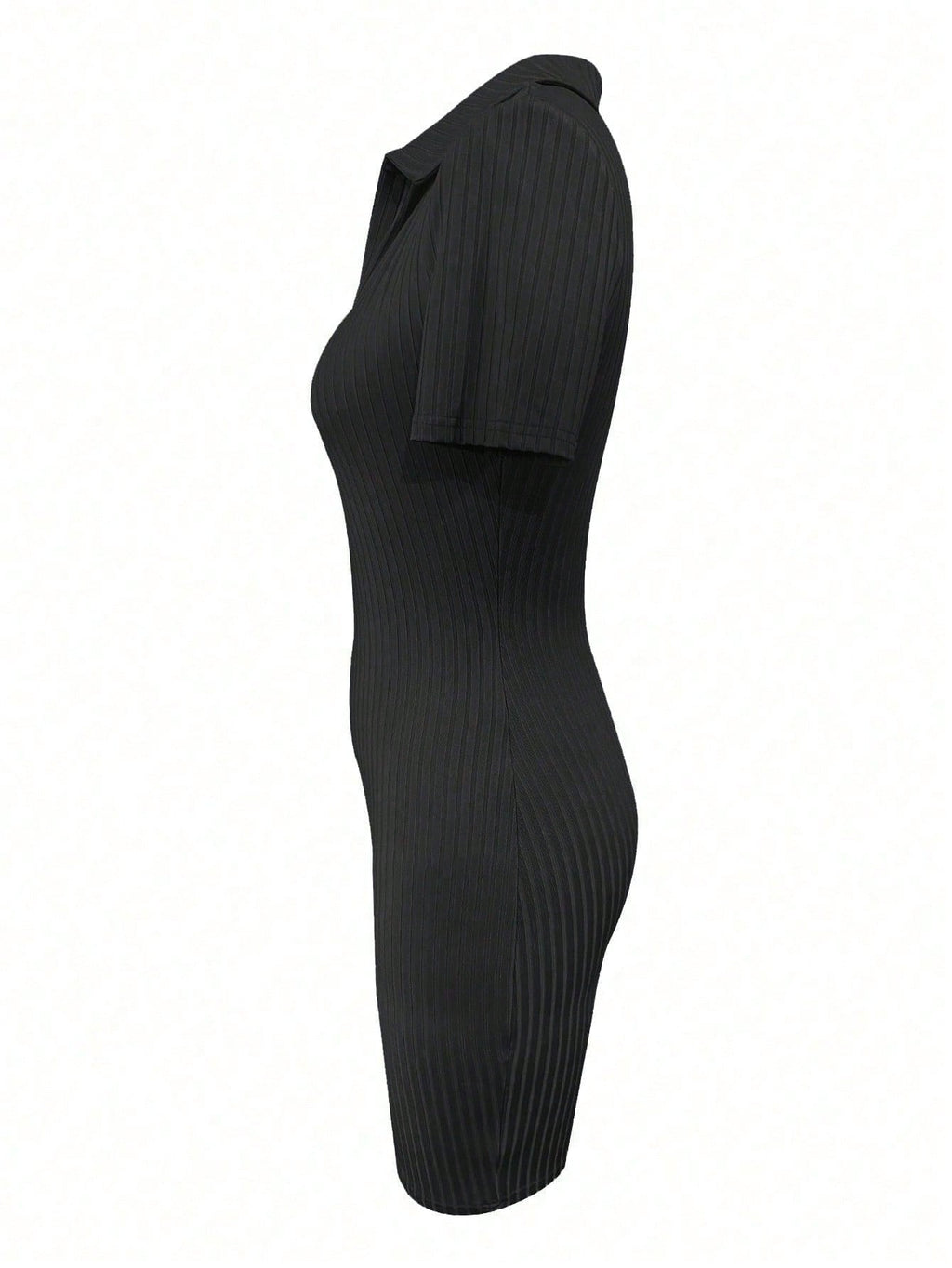 LovelyWholesale Women's V-Neck Ribbed Knit Bodycon T-Shirt Dress,
