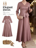 Beautiful Long Flowing Dress For Elegant Ladies, Stylish And Luxurious Evening Gown For Mothers, Wedding