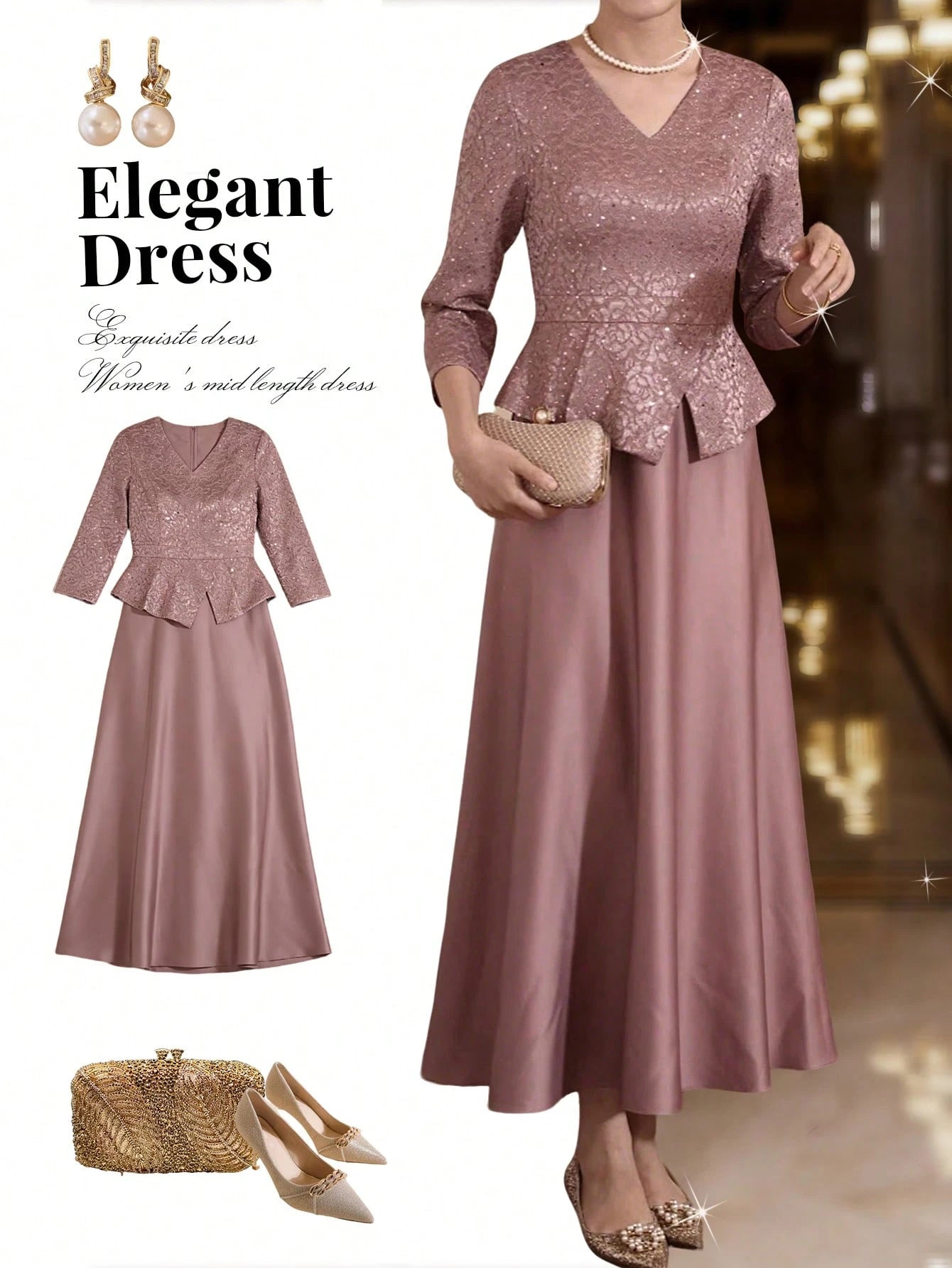 Beautiful Long Flowing Dress For Elegant Ladies, Stylish And Luxurious Evening Gown For Mothers, Wedding