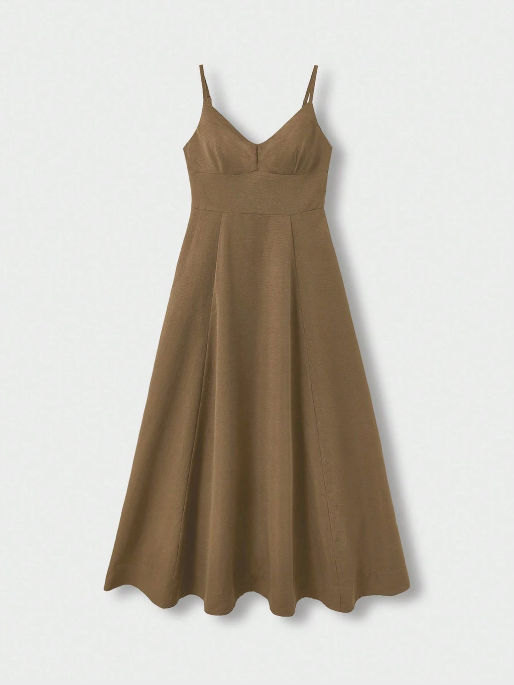 QUNGIGU Women's Elegant Spaghetti Strap Midi Dress V-Neck Linen