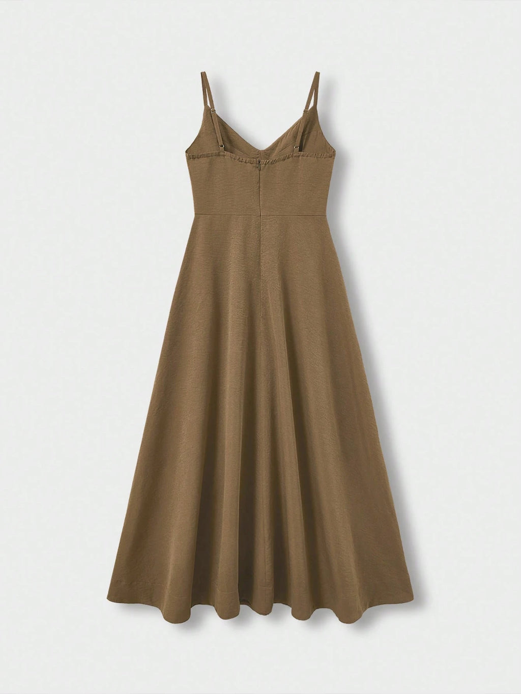 QUNGIGU Women's Elegant Spaghetti Strap Midi Dress V-Neck Linen