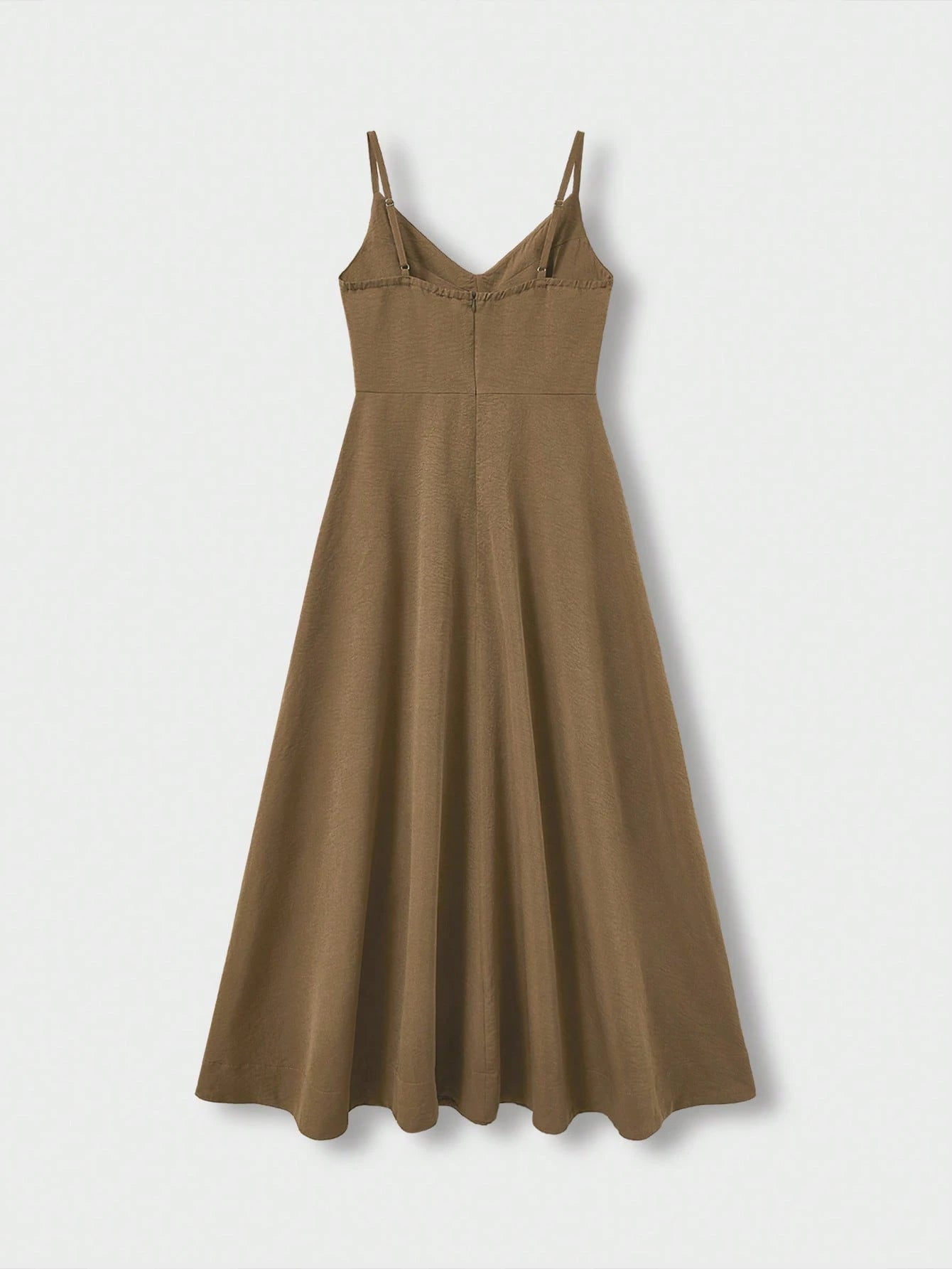 QUNGIGU Women's Elegant Spaghetti Strap Midi Dress V-Neck Linen