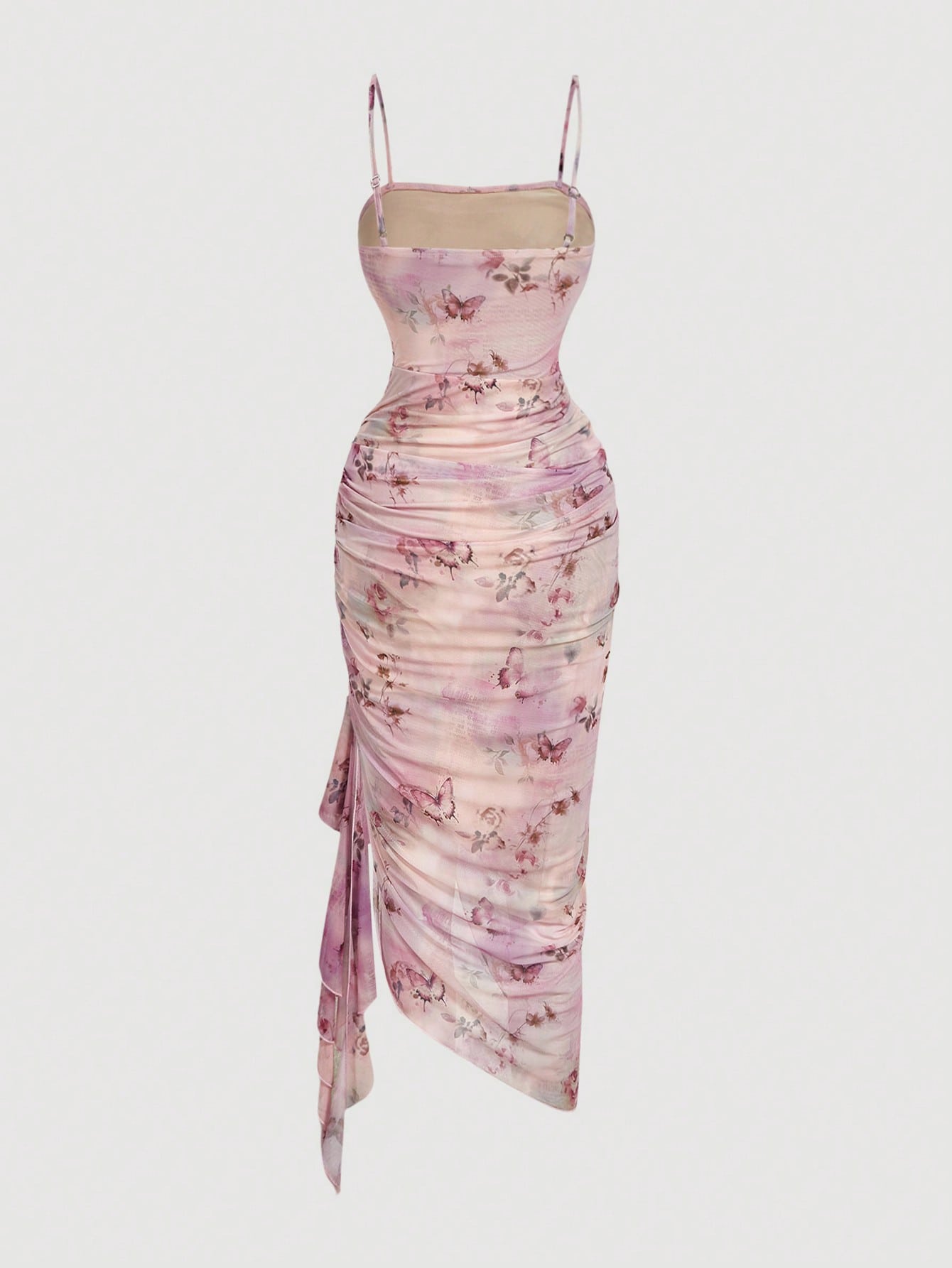 Skyraze Women's Floral Print Sleeveless Midi Dress With Ruffle Hem,