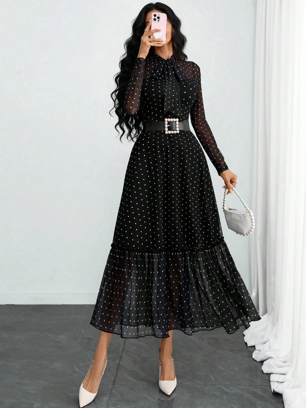 Women's Elegant Sexy Romantic Vintage Polka Dot Double-Layer Bow