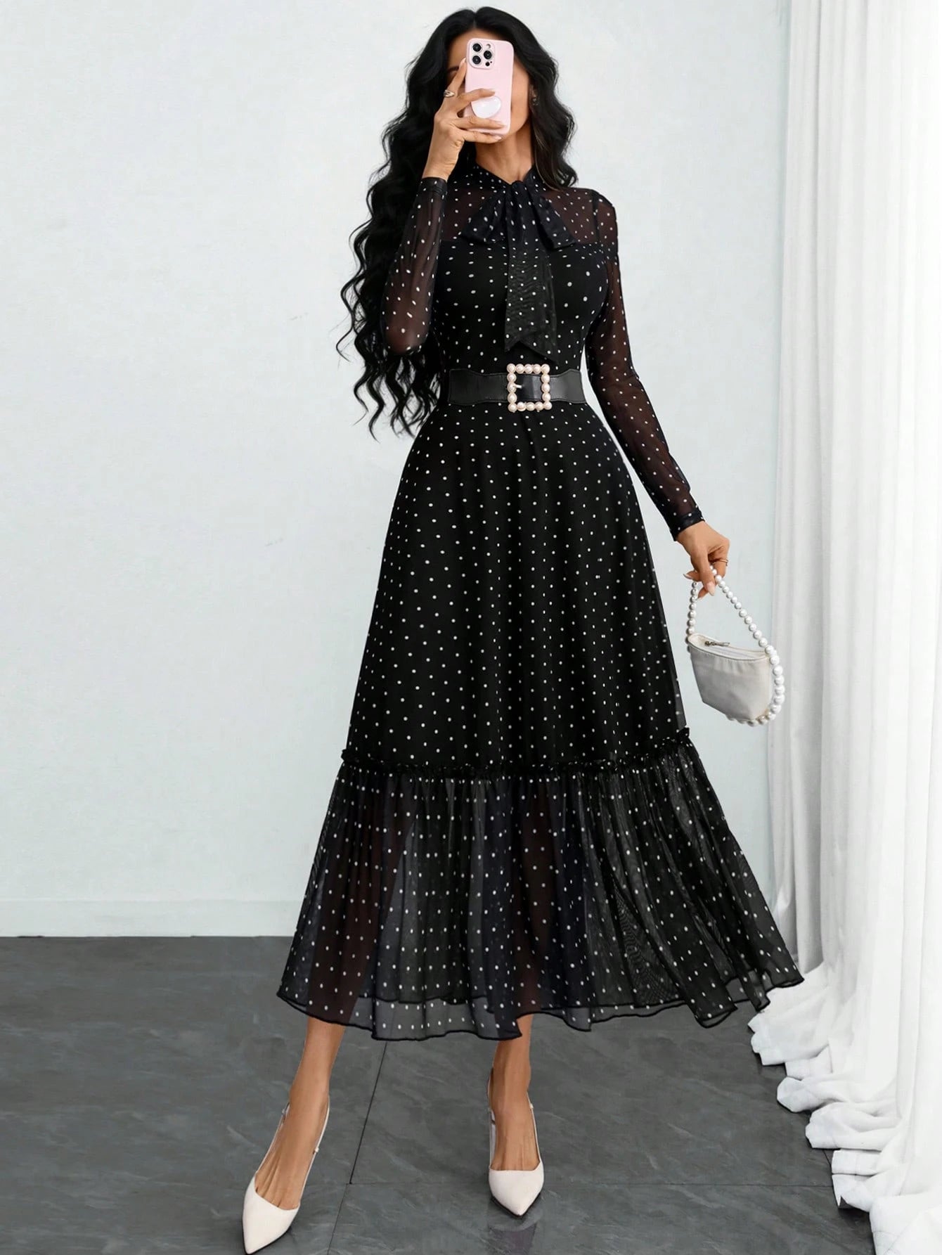 Women's Elegant Sexy Romantic Vintage Polka Dot Double-Layer Bow