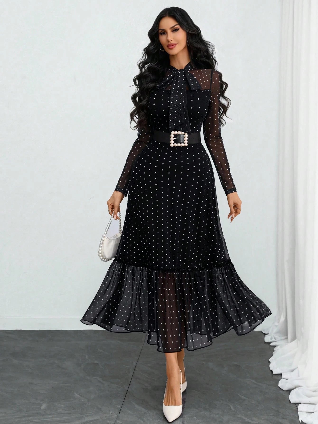 Women's Elegant Sexy Romantic Vintage Polka Dot Double-Layer Bow