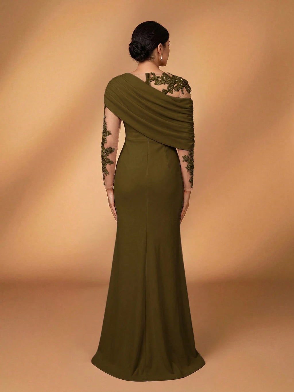 Serin Elegant Burgundy Summer Elastic Knit Contrast Mesh Asymmetric Shoulder Mermaid Hem Dress,Suitable For - image 2