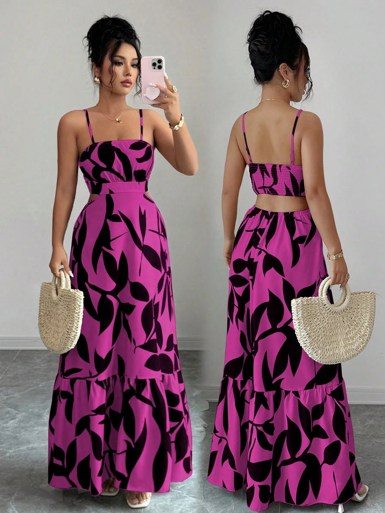Rafferiza Women's Elegant Printed Waist-Cinched Long Dress - image 11