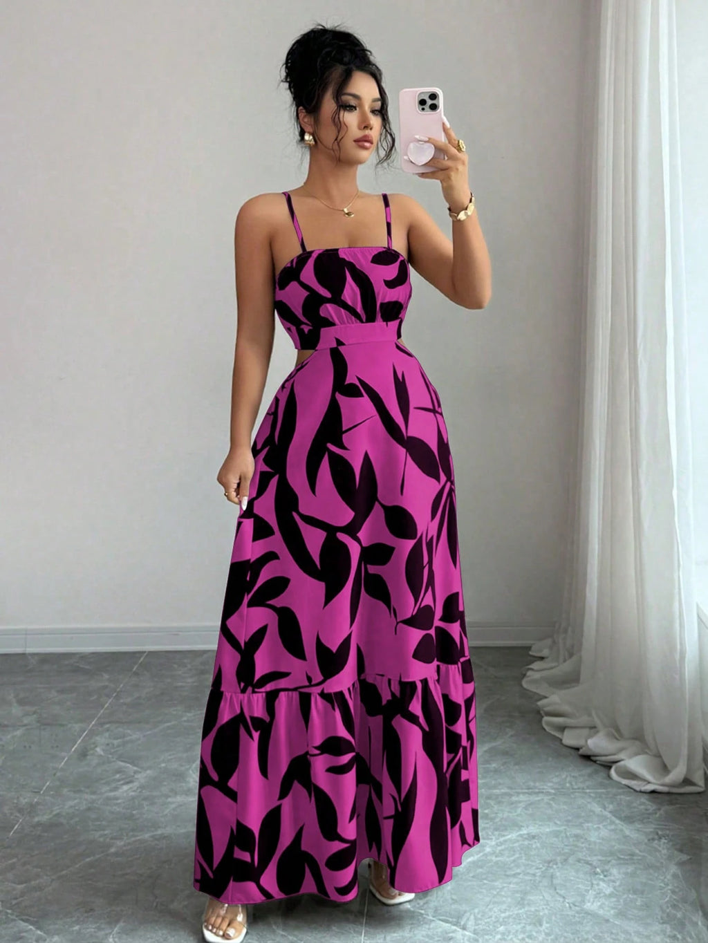 Rafferiza Women's Elegant Printed Waist-Cinched Long Dress - image 12