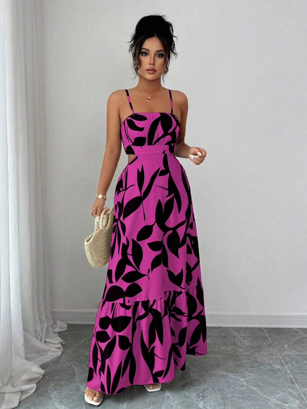 Rafferiza Women's Elegant Printed Waist-Cinched Long Dress - image 13