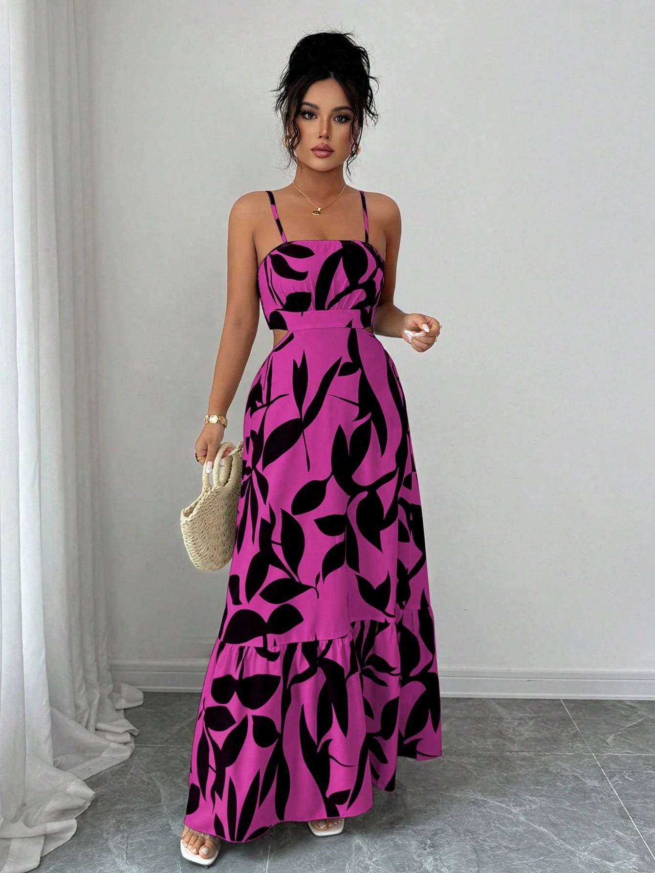Rafferiza Women's Elegant Printed Waist-Cinched Long Dress - image 13