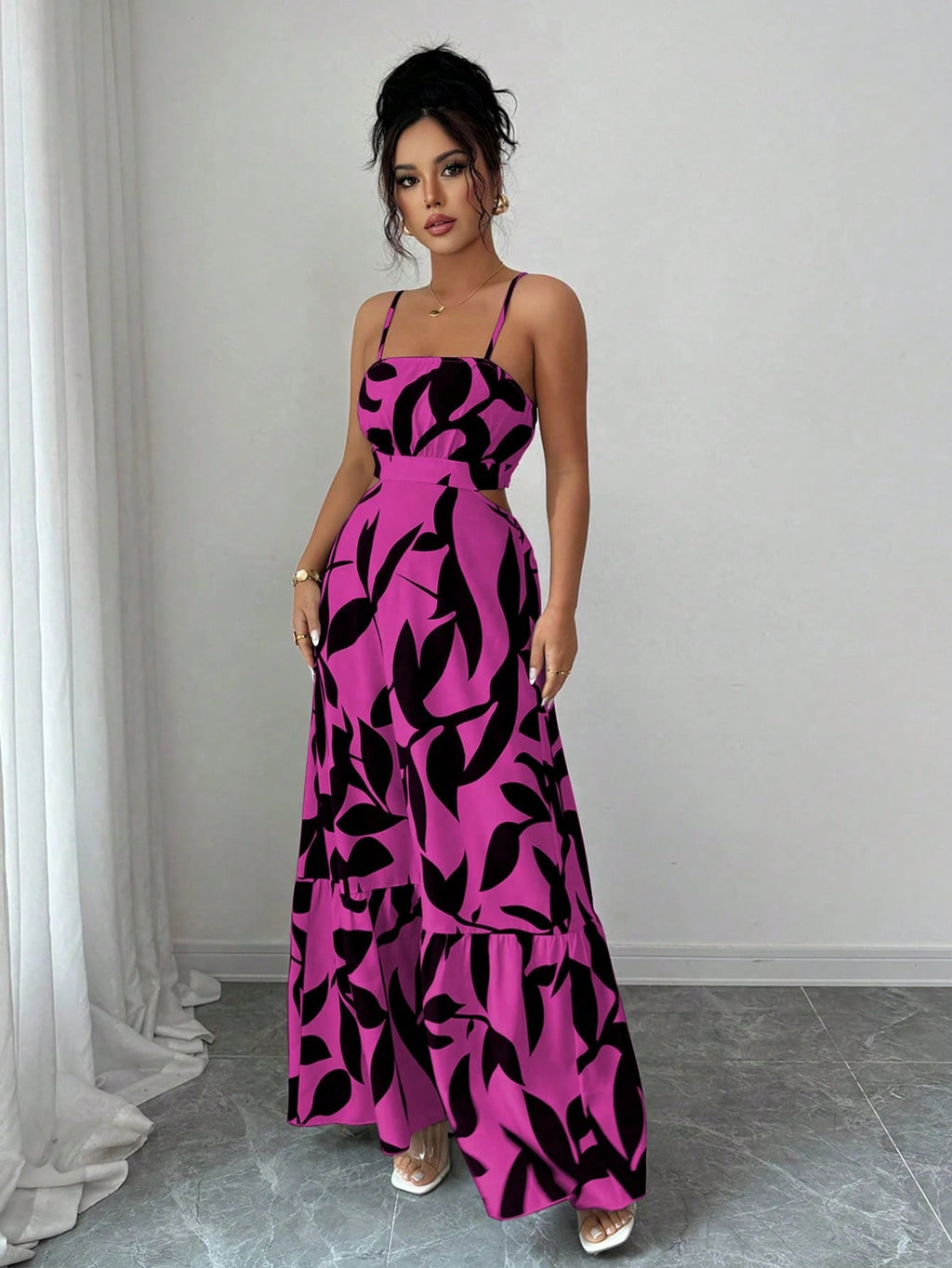 Rafferiza Women's Elegant Printed Waist-Cinched Long Dress - image 14