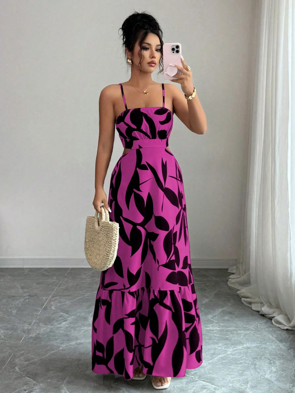 Rafferiza Women's Elegant Printed Waist-Cinched Long Dress - image 17