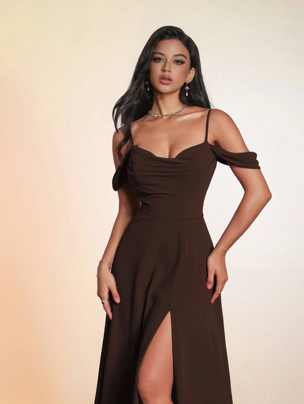 Women's Solid Color Long High-End Formal Evening Gown, Elegant Bridesmaid Dress Wedding Spring - image 15