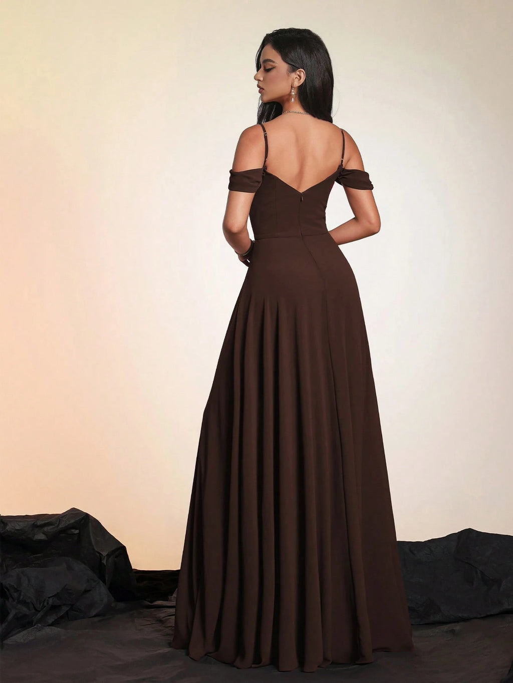 Women's Solid Color Long High-End Formal Evening Gown, Elegant Bridesmaid Dress Wedding Spring - image 14