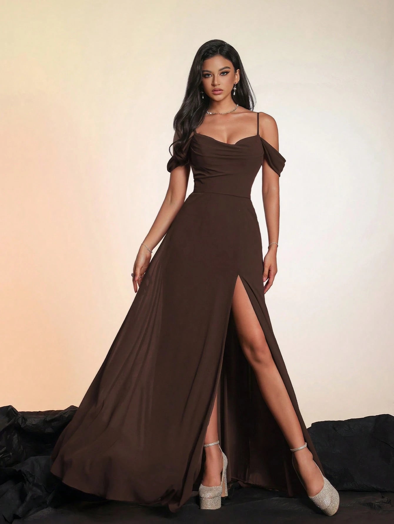 Women's Solid Color Long High-End Formal Evening Gown, Elegant Bridesmaid Dress Wedding Spring - image 16