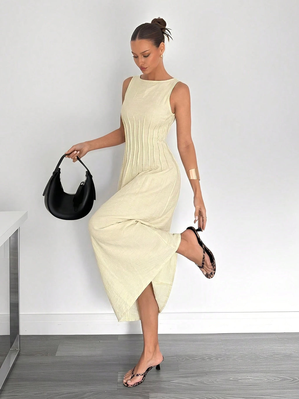 Siren Gaze New Summer Waist Ruched A-Line Long Dress, Slimming,Summer