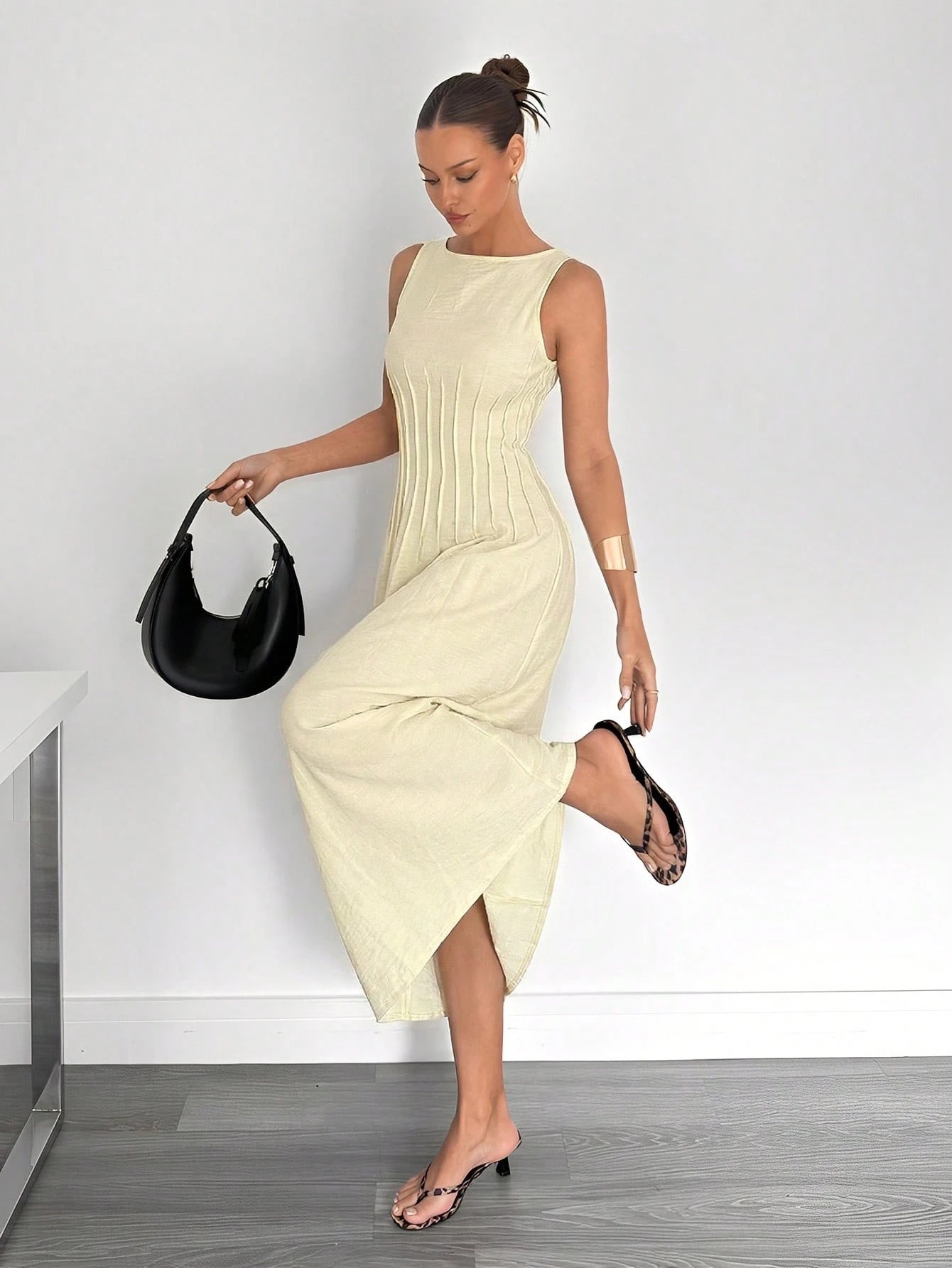 Siren Gaze New Summer Waist Ruched A-Line Long Dress, Slimming,Summer