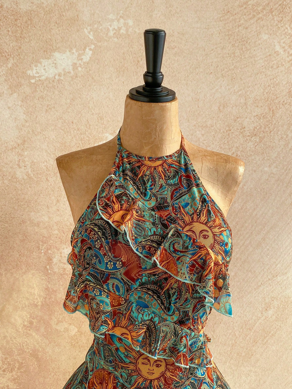 Soleia Women's Vacation Casual Tropical Paisley Print Ruffle Trim Backless Halter Mini Dress Vacation Teal - image 10