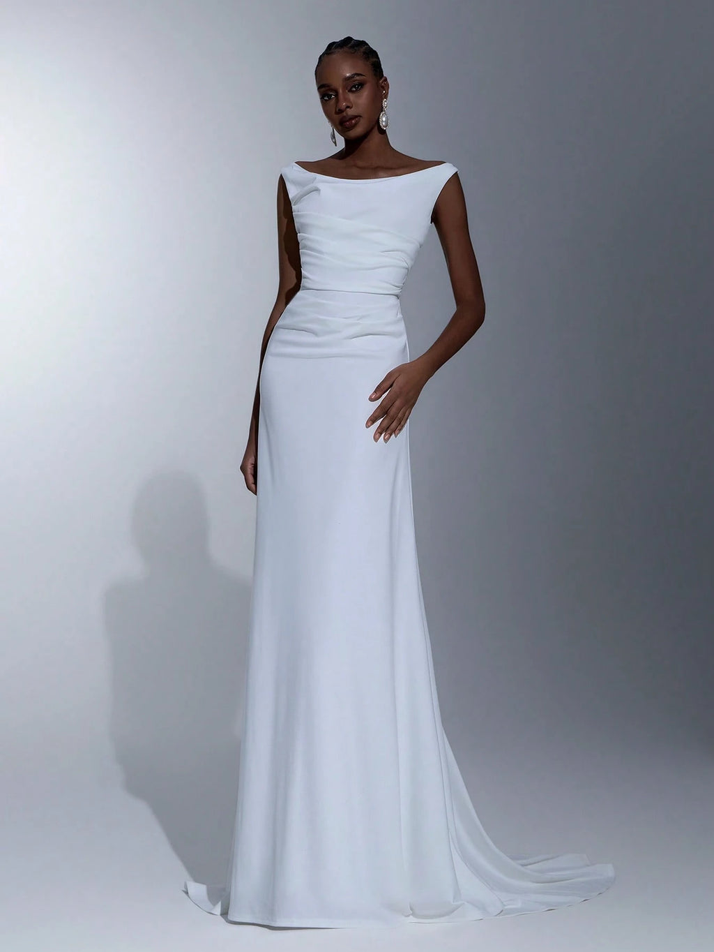 Elitara White Summer Elegant Formal Party Wedding Women's Dress,Southern French Style Deep U-Neck Pleated