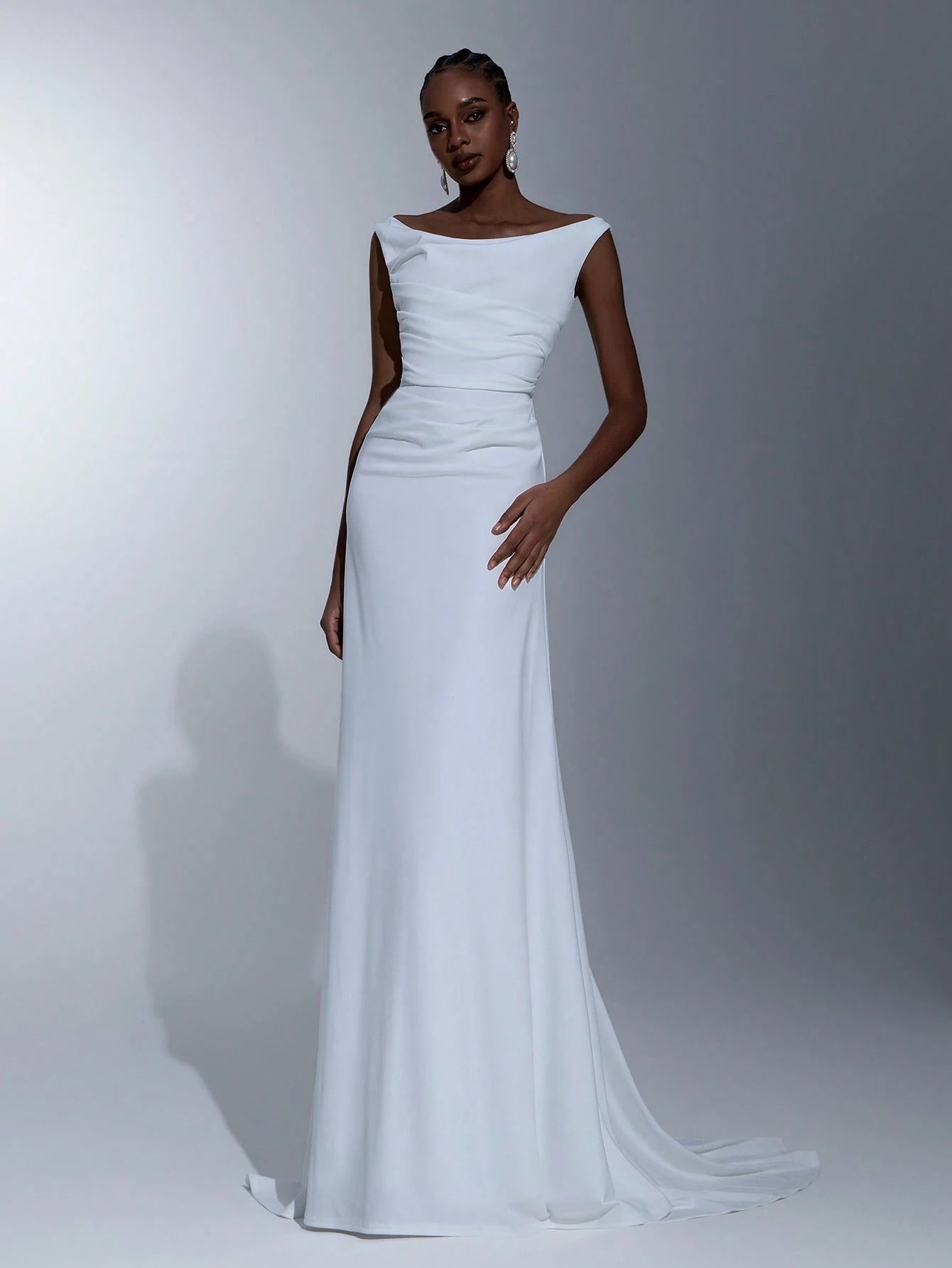 Elitara White Summer Elegant Formal Party Wedding Women's Dress,Southern French Style Deep U-Neck Pleated
