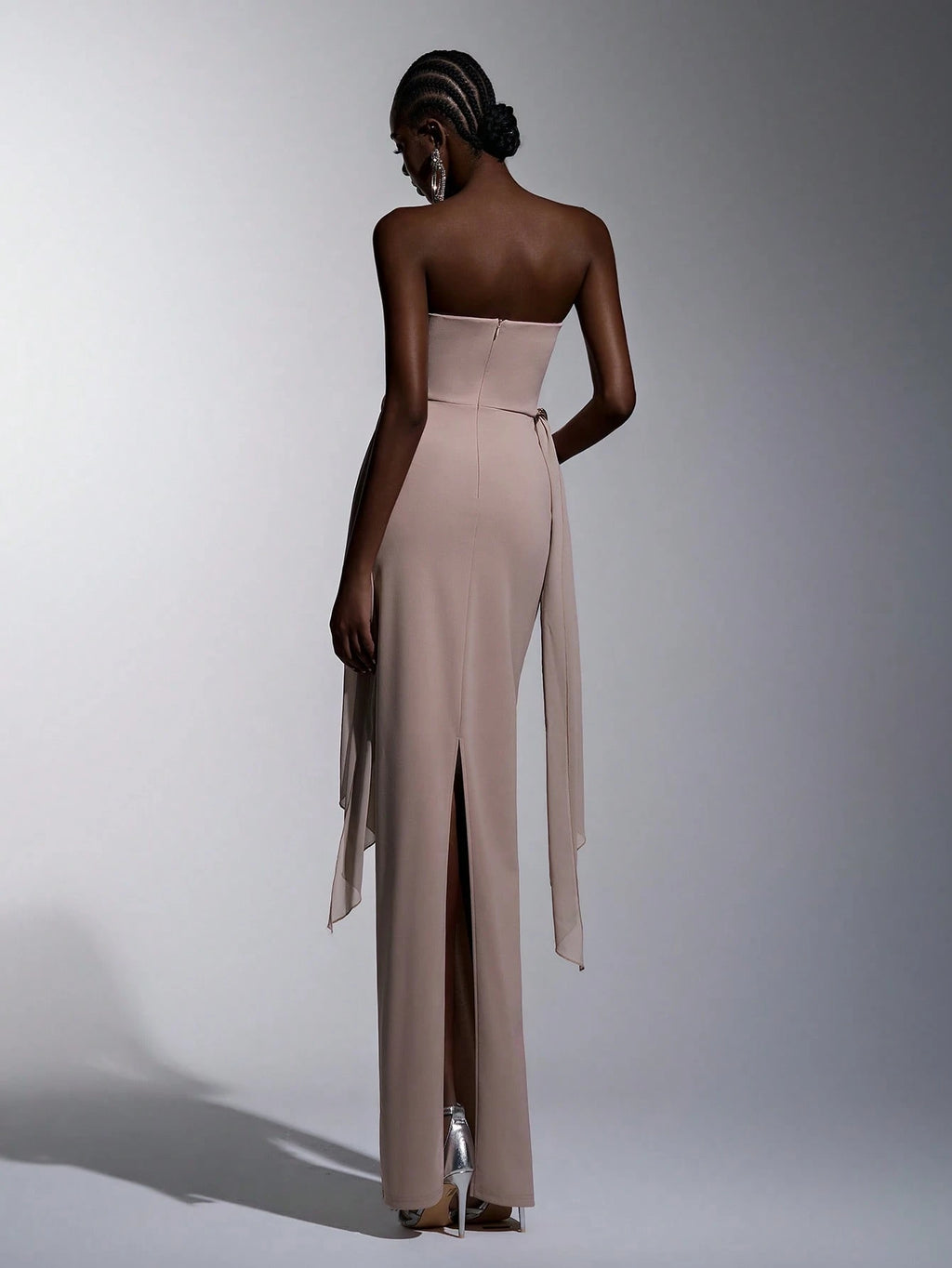 Elitara Sage Green,Summer,Elegant,Formal,Wedding Strapless Dress With Fish Bone & Metal Decor,Back - image 3