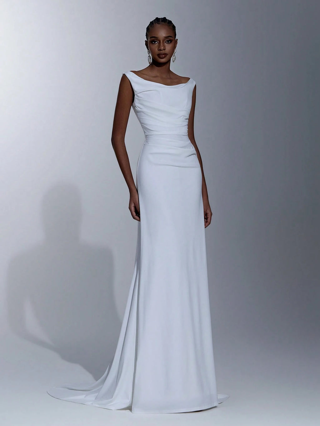 Elitara White Summer Elegant Formal Party Wedding Women's Dress,Southern French Style Deep U-Neck Pleated - image 4