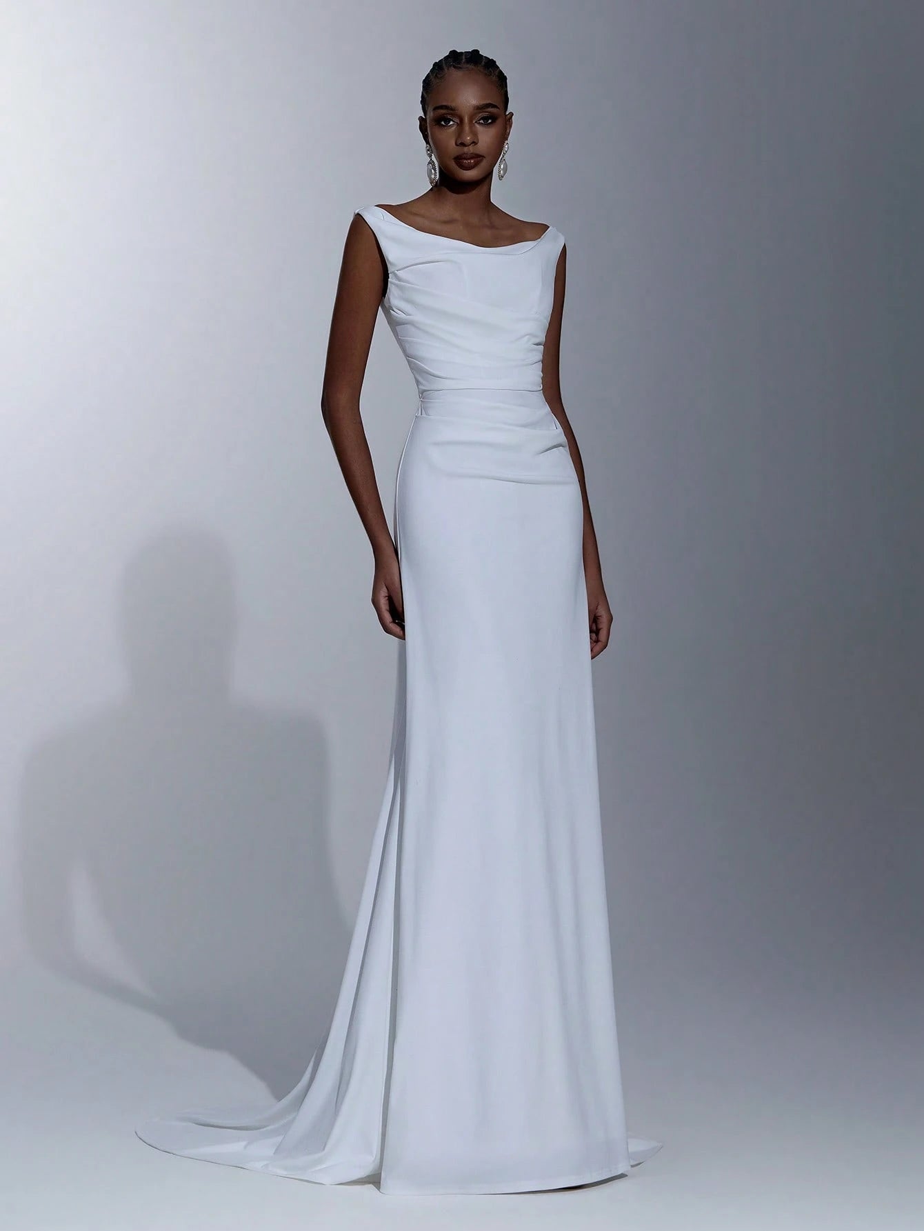 Elitara White Summer Elegant Formal Party Wedding Women's Dress,Southern French Style Deep U-Neck Pleated - image 4