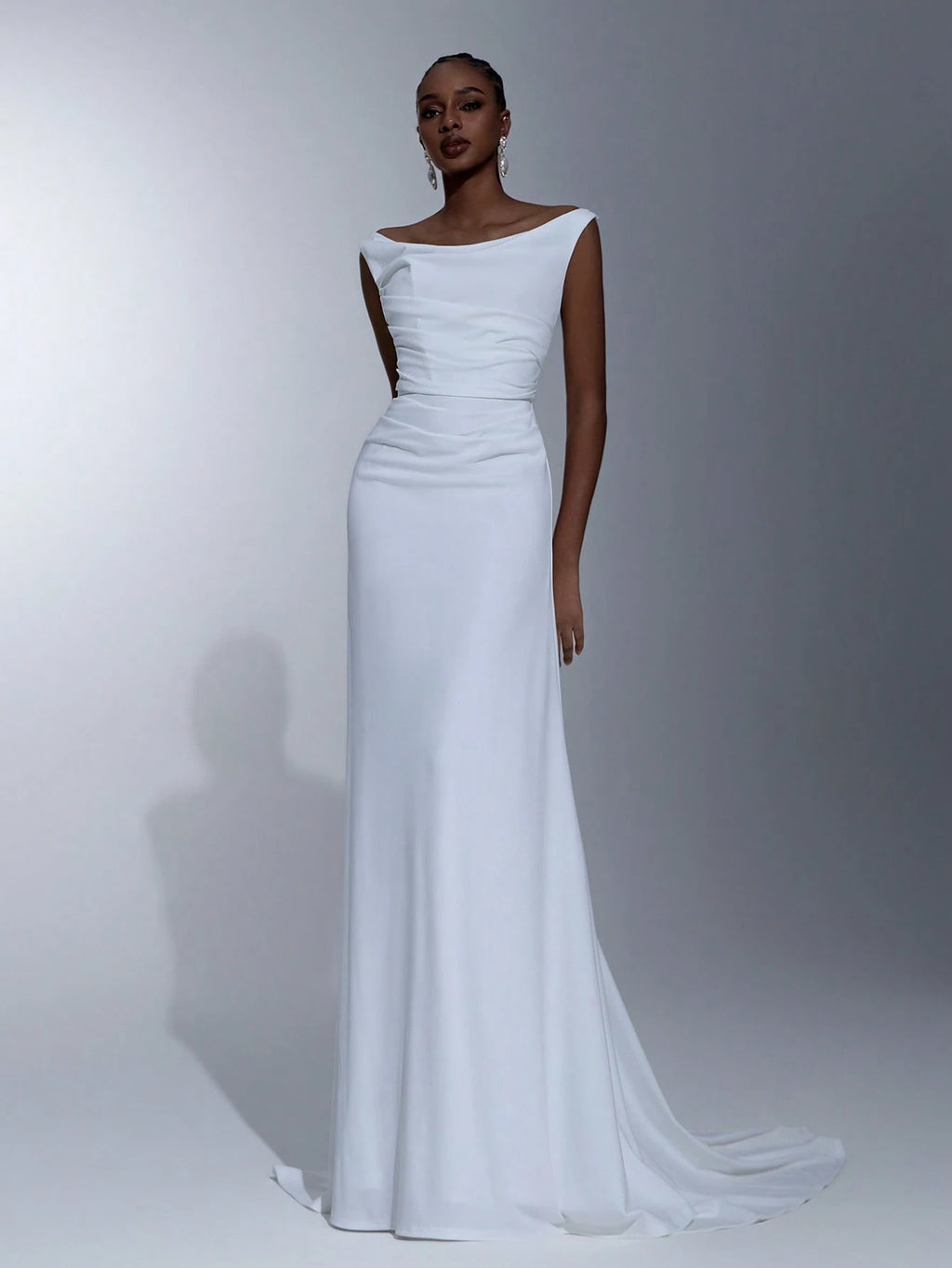 Elitara White Summer Elegant Formal Party Wedding Women's Dress,Southern French Style Deep U-Neck Pleated - image 5