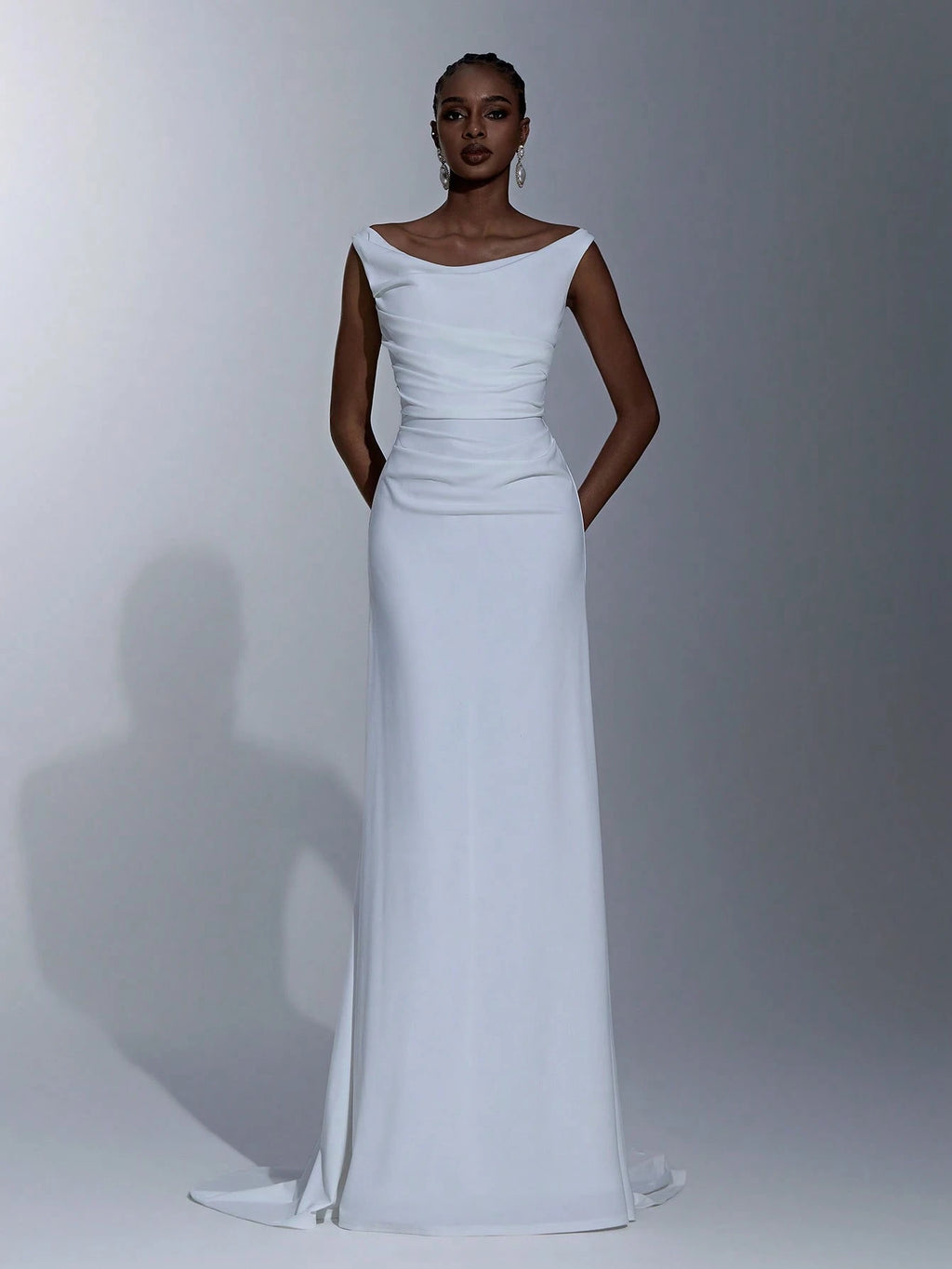 Elitara White Summer Elegant Formal Party Wedding Women's Dress,Southern French Style Deep U-Neck Pleated - image 6