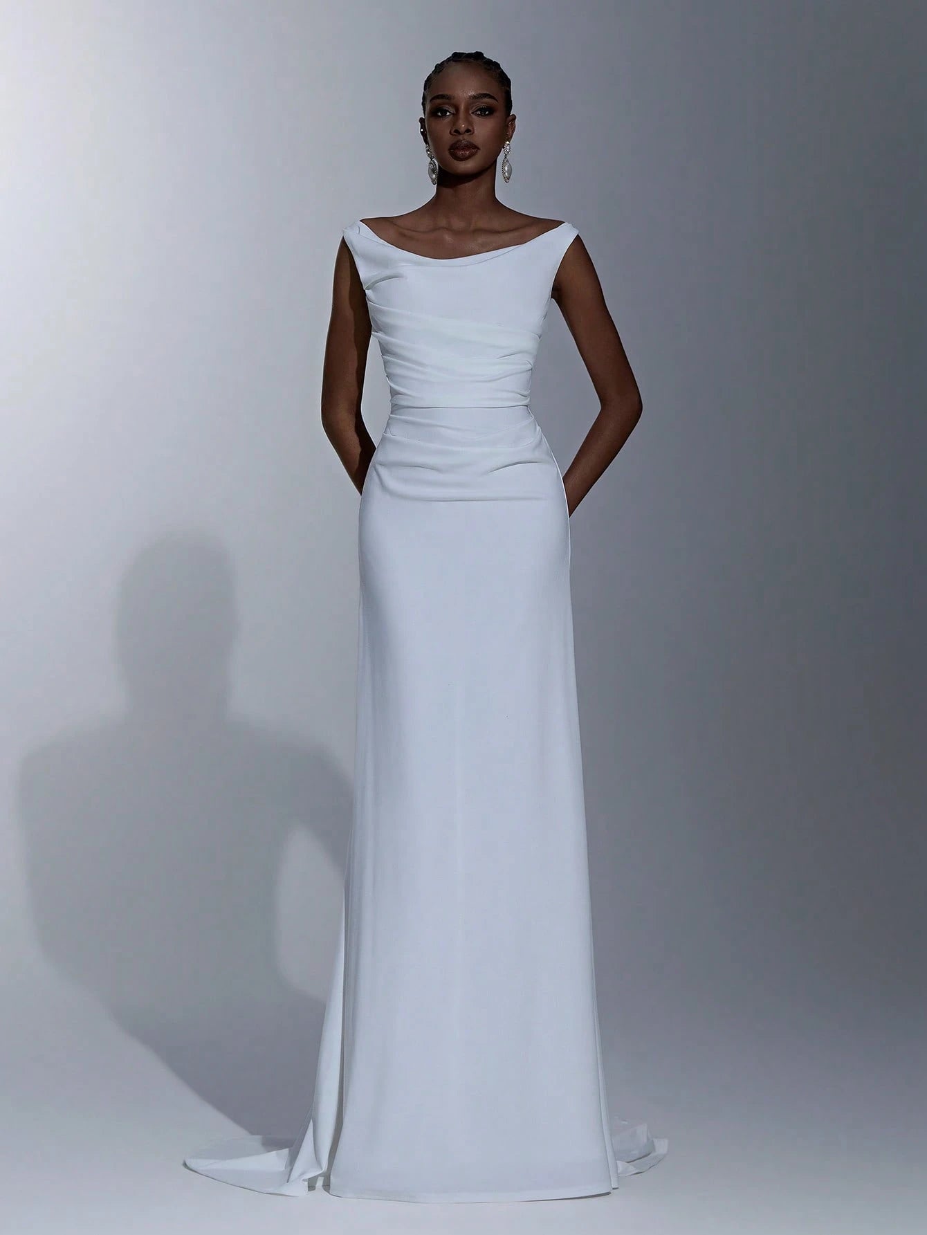 Elitara White Summer Elegant Formal Party Wedding Women's Dress,Southern French Style Deep U-Neck Pleated - image 6