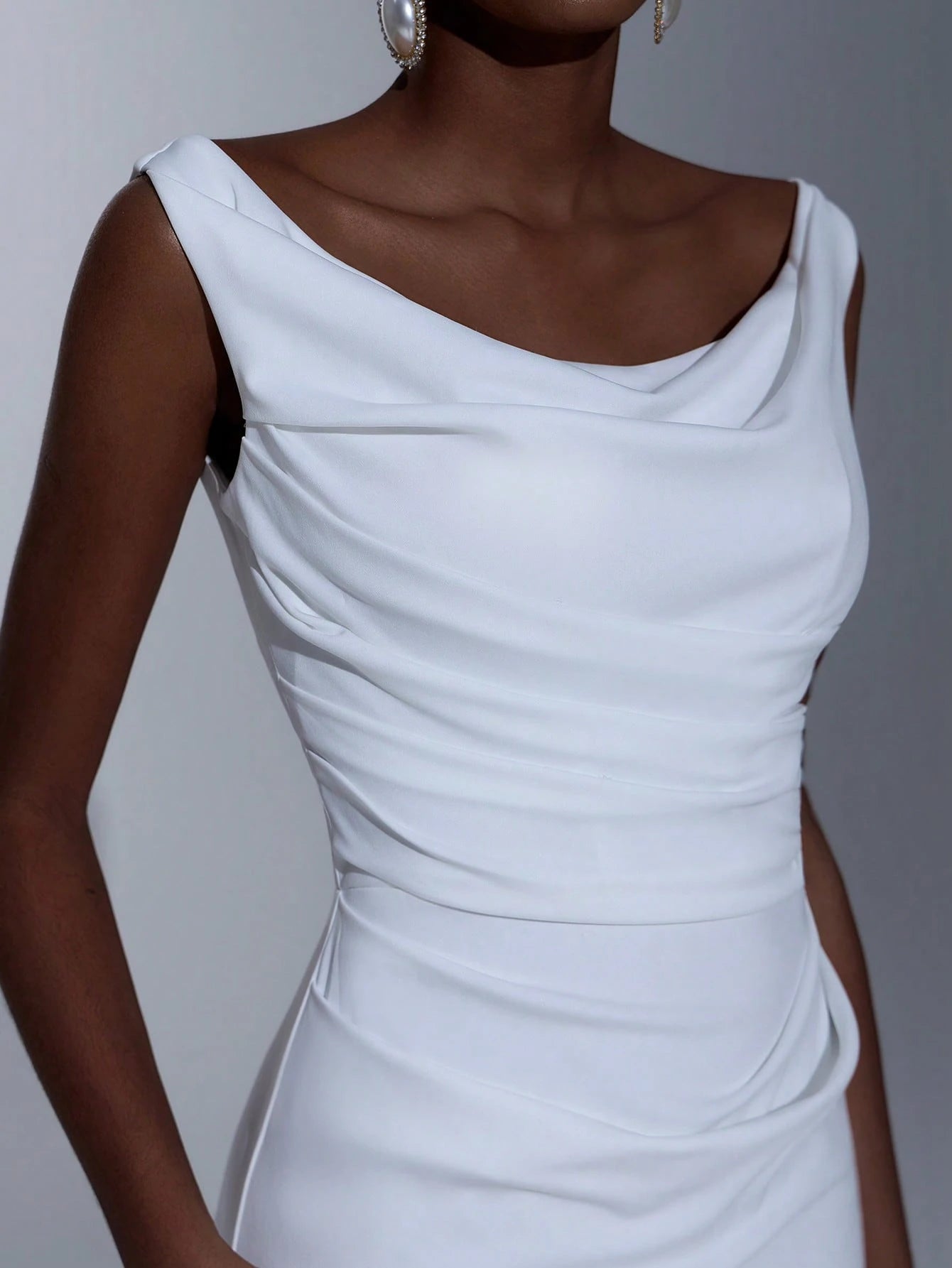 Elitara White Summer Elegant Formal Party Wedding Women's Dress,Southern French Style Deep U-Neck Pleated - image 8