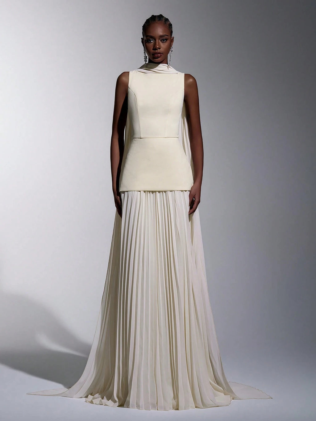 Elitara Sage Green Summer Elegant Formal Wedding Guest Dress,Chiffon Patchwork Pleated Skirt,A-Line Boat Neck - image 6