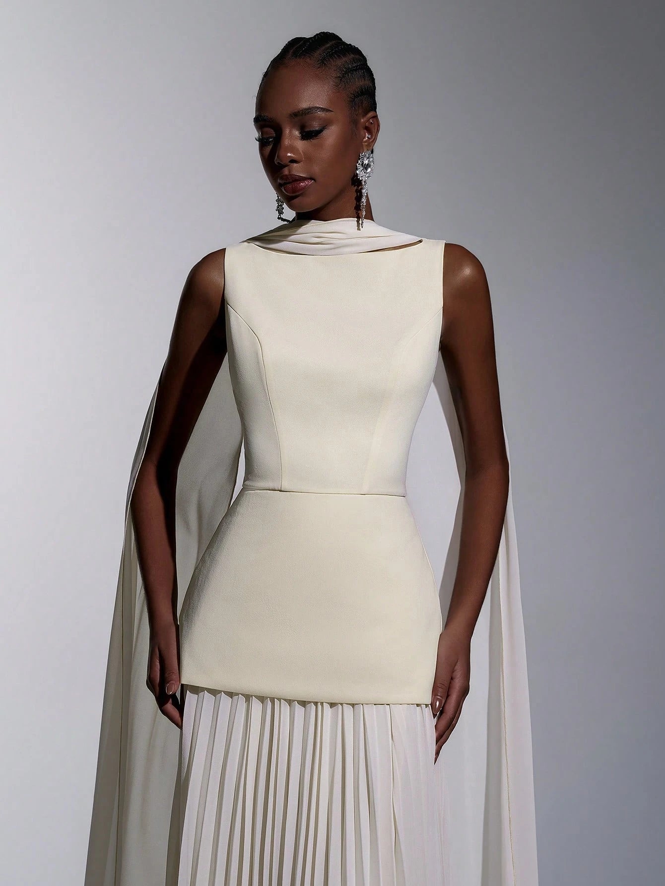 Elitara Sage Green Summer Elegant Formal Wedding Guest Dress,Chiffon Patchwork Pleated Skirt,A-Line Boat Neck - image 7